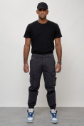 Купить Джинсы карго мужские с накладными карманами темно-серого цвета 2426TC, фото 5