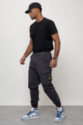 Купить Джинсы карго мужские с накладными карманами темно-серого цвета 2426TC, фото 6