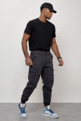 Купить Джинсы карго мужские с накладными карманами темно-серого цвета 2426TC, фото 7