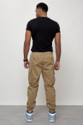 Купить Джинсы карго мужские с накладными карманами бежевого цвета 2427B, фото 4