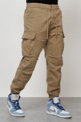 Купить Джинсы карго мужские с накладными карманами бежевого цвета 2427B, фото 7