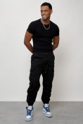 Купить Джинсы карго мужские с накладными карманами черного цвета 2427Ch, фото 11