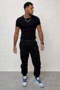 Купить Джинсы карго мужские с накладными карманами черного цвета 2427Ch, фото 12