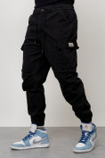 Купить Джинсы карго мужские с накладными карманами черного цвета 2427Ch, фото 6