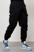 Купить Джинсы карго мужские с накладными карманами черного цвета 2427Ch, фото 7
