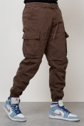 Купить Джинсы карго мужские с накладными карманами коричневого цвета 2427K, фото 6