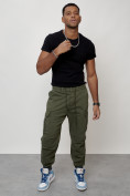 Купить Джинсы карго мужские с накладными карманами цвета хаки 2427Kh, фото 10