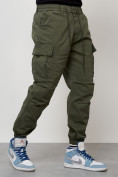 Купить Джинсы карго мужские с накладными карманами цвета хаки 2427Kh, фото 2