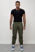 Купить Джинсы карго мужские с накладными карманами цвета хаки 2427Kh, фото 5