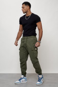 Купить Джинсы карго мужские с накладными карманами цвета хаки 2427Kh, фото 6