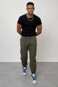 Купить Джинсы карго мужские с накладными карманами цвета хаки 2427Kh, фото 9