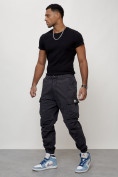 Купить Джинсы карго мужские с накладными карманами темно-серого цвета 2427TC, фото 8