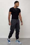 Купить Джинсы карго мужские с накладными карманами темно-серого цвета 2427TC, фото 9