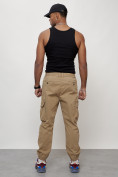 Купить Джинсы карго мужские с накладными карманами бежевого цвета 2428B, фото 12