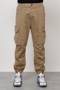 Купить Джинсы карго мужские с накладными карманами бежевого цвета 2428B, фото 5