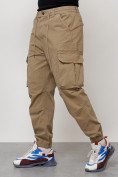 Купить Джинсы карго мужские с накладными карманами бежевого цвета 2428B, фото 6