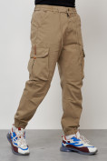 Купить Джинсы карго мужские с накладными карманами бежевого цвета 2428B, фото 7