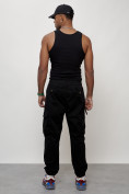 Купить Джинсы карго мужские с накладными карманами черного цвета 2428Ch, фото 4
