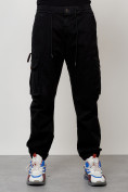 Купить Джинсы карго мужские с накладными карманами черного цвета 2428Ch, фото 5