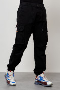 Купить Джинсы карго мужские с накладными карманами черного цвета 2428Ch, фото 7