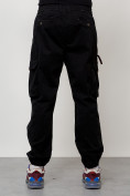 Купить Джинсы карго мужские с накладными карманами черного цвета 2428Ch, фото 8