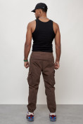 Купить Джинсы карго мужские с накладными карманами коричневого цвета 2428K, фото 4