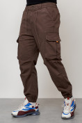 Купить Джинсы карго мужские с накладными карманами коричневого цвета 2428K, фото 6