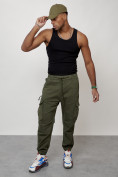 Купить Джинсы карго мужские с накладными карманами цвета хаки 2428Kh, фото 10