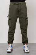Купить Джинсы карго мужские с накладными карманами цвета хаки 2428Kh, фото 3