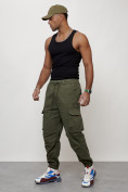 Купить Джинсы карго мужские с накладными карманами цвета хаки 2428Kh, фото 6