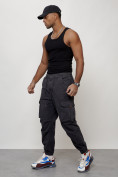 Купить Джинсы карго мужские с накладными карманами темно-серого цвета 2428TC, фото 10