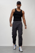 Купить Джинсы карго мужские с накладными карманами темно-серого цвета 2428TC, фото 5