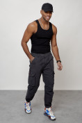 Купить Джинсы карго мужские с накладными карманами темно-серого цвета 2428TC, фото 7