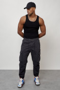 Купить Джинсы карго мужские с накладными карманами темно-серого цвета 2428TC, фото 8