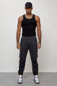 Купить Джинсы карго мужские с накладными карманами темно-серого цвета 2428TC, фото 9