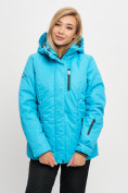Купить Куртка горнолыжная женская зимняя 42 уценка голубого цвета 242Gl