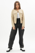 Купить Короткая кожаная куртка женская бежевого цвета 245B, фото 4