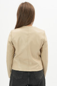 Купить Короткая кожаная куртка женская бежевого цвета 245B, фото 10