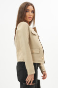 Купить Короткая кожаная куртка женская бежевого цвета 245B, фото 8
