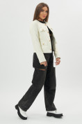 Купить Короткая кожаная куртка женская белого цвета 245Bl, фото 4