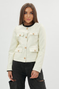 Купить Короткая кожаная куртка женская белого цвета 245Bl, фото 9