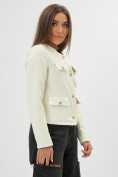 Купить Короткая кожаная куртка женская белого цвета 245Bl, фото 10