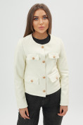Купить Короткая кожаная куртка женская белого цвета 245Bl, фото 12