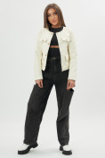 Купить Короткая кожаная куртка женская белого цвета 245Bl, фото 3