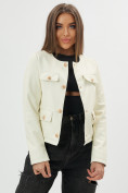 Купить Короткая кожаная куртка женская белого цвета 245Bl