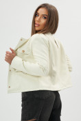 Купить Короткая кожаная куртка женская белого цвета 245Bl, фото 2