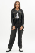 Купить Короткая кожаная куртка женская черного цвета 245Ch, фото 3