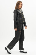 Купить Короткая кожаная куртка женская черного цвета 245Ch, фото 12
