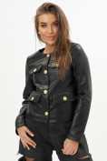 Купить Короткая кожаная куртка женская черного цвета 245Ch, фото 15
