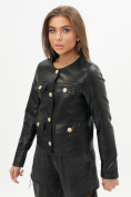 Купить Короткая кожаная куртка женская черного цвета 245Ch, фото 16